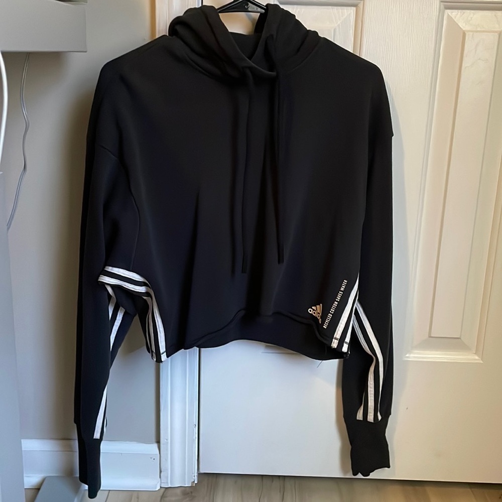 XS, black Adidas hoodie.